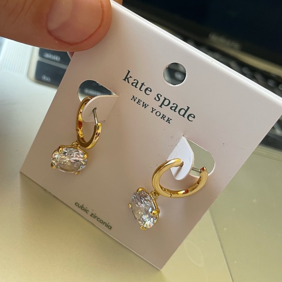 Kate Spade Round CZ Crystal Huggie Hoop Earrings - Picture 3 of 7